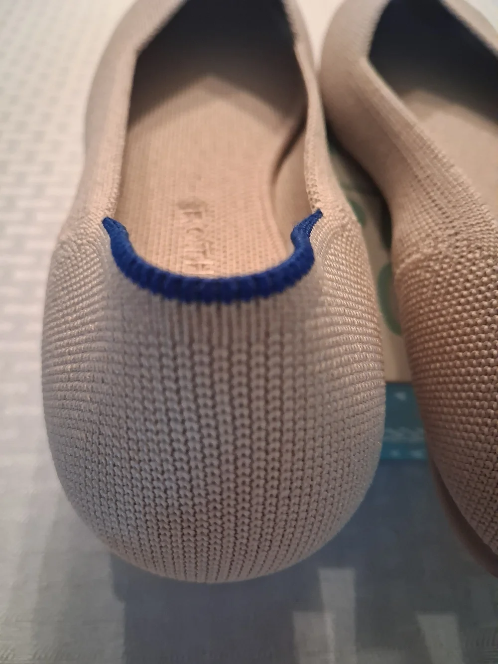 Rothy's Women's Beige Knit Ballet Flats with Navy Trim - Picture 13 of 13